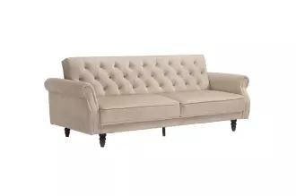 Pohovka MAISON BELLE 220 CM šampaňsko béžová samet rozkládací