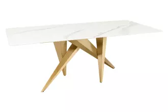 Jídelní stůl ART LIVING 200 CM bílá/zlatá mramor
