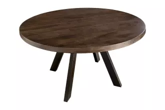 Kulatý jídelní stůl IRON CRAFT 120 CM taupe hnědá masiv mango