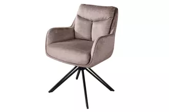 2SET jídelní židle PROMETHEUS otočná 180° taupe/černá samet