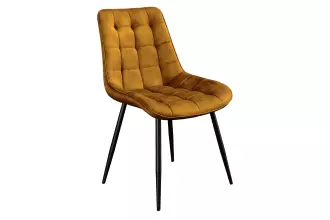 2SET jídelní židle ROADSTAR tmavě žlutá/černá samet