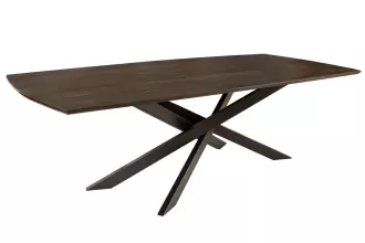Jídelní stůl SIGNUM 220 CM tmavě hnědá šedá masiv mango