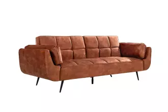 Pohovka BOUTIQUE 215 CM rezavě hnědá samet rozkládací