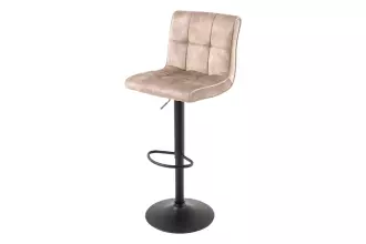 2SET barová židle MODENA 92-116 CM otočná 360° béžová/černá samet