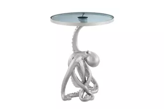Odkládací stolek WILDLIFE OCTOPUS 55 CM stříbrný s LED osvětlením