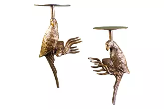2SET věšák/police WILDLIFE BIRDS 45 CM starožitná zlatá