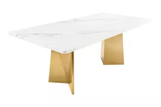Jídelní stůl EXTRAVAGANCIA 200 CM bílá/zlatá mramor