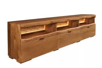 Televizní stolek GRAND s LED osvětlením 180 CM hnědý masiv mango