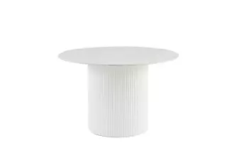 Kulatý jídelní stůl UNIQUE 120 CM bílý mramor/bílá