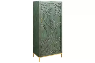 Vysoká komoda PEACOCK 3D 170 CM zelená masiv mango