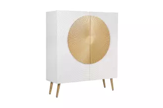 Vysoká komoda AURUM 120 CM bílá/zlatá masiv mango