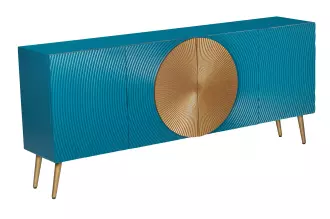 Komoda AURUM 180 CM tyrkysová/zlatá masiv mango