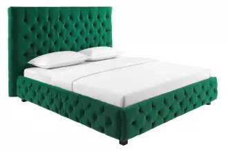 Postel PARIS CHESTERFIELD 180×200 CM tmavě zelená samet