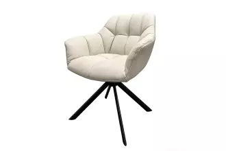 2SET jídelní židle PAPILLON béžová/černá pravá kůže otočná