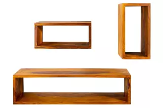 3SET nástěnný regál HEMINGWAY masiv sheesham