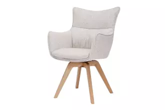 2SET jídelní židle VOGUE béžová/přírodní texturovaná tkanina otočná