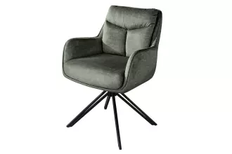 2SET jídelní židle PROMETHEUS otočná 180° zelená/černá samet