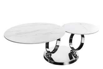 Konferenční stolek DANCING RINGS WHITE/CHROM otočný