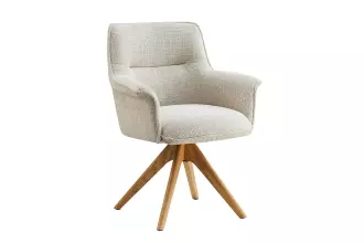 2SET jídelní židle LE GRAND 180° béžová/přírodní žinylková tkanina