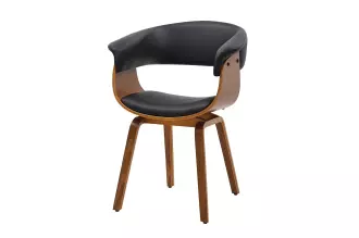 Jídelní židle MANHATTAN černá umělá kůže/dýha ořech