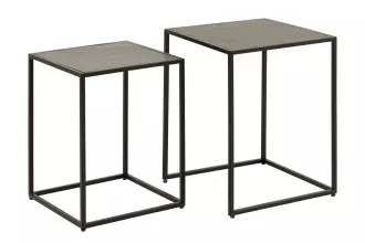 2SET konferenční stolek MONTAIN SOUL 45/40 CM černá kamenná dýha