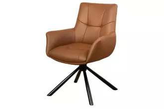 2SET jídelní židle SIGNATURE koňaková/černá pravá kůže otočná
