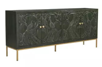 Komoda PEACOCK 3D 175 CM zelená masiv mango