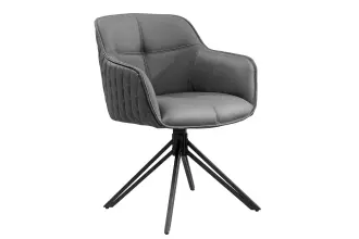 2SET židlo-křeslo EUPHORIA šedá kůže otočná 180°