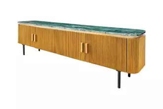 Televizní stolek VENEZIANO 160 CM zelený mramor/masiv mango