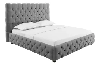 Postel PARIS CHESTERFIELD 180×200 CM šedá lněný potah