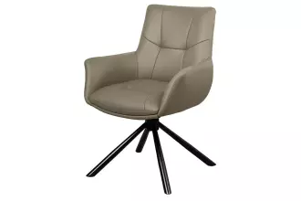 2SET jídelní židle SIGNATURE taupe/černá pravá kůže otočná