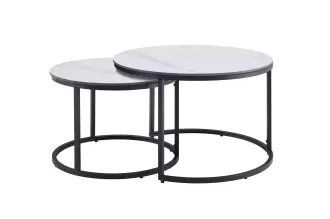 2SET konferenční stolek ELEGANCE 75 CM keramika vzhled bílý mramor