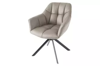 2SET jídelní židle PAPILLON taupe/černá pravá kůže otočná