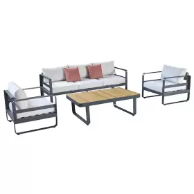 Zahradní 5 místná sedací souprava CUBE bílá/teak