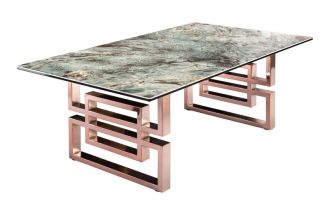 Konferenční stolek ATLANTIS 100 CM tyrkysový mramorový vzhled- ROZBALENO