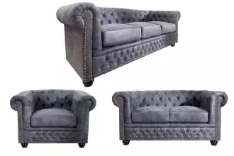 Sedací sestava CHESTERFIELD GREY 3+2+1